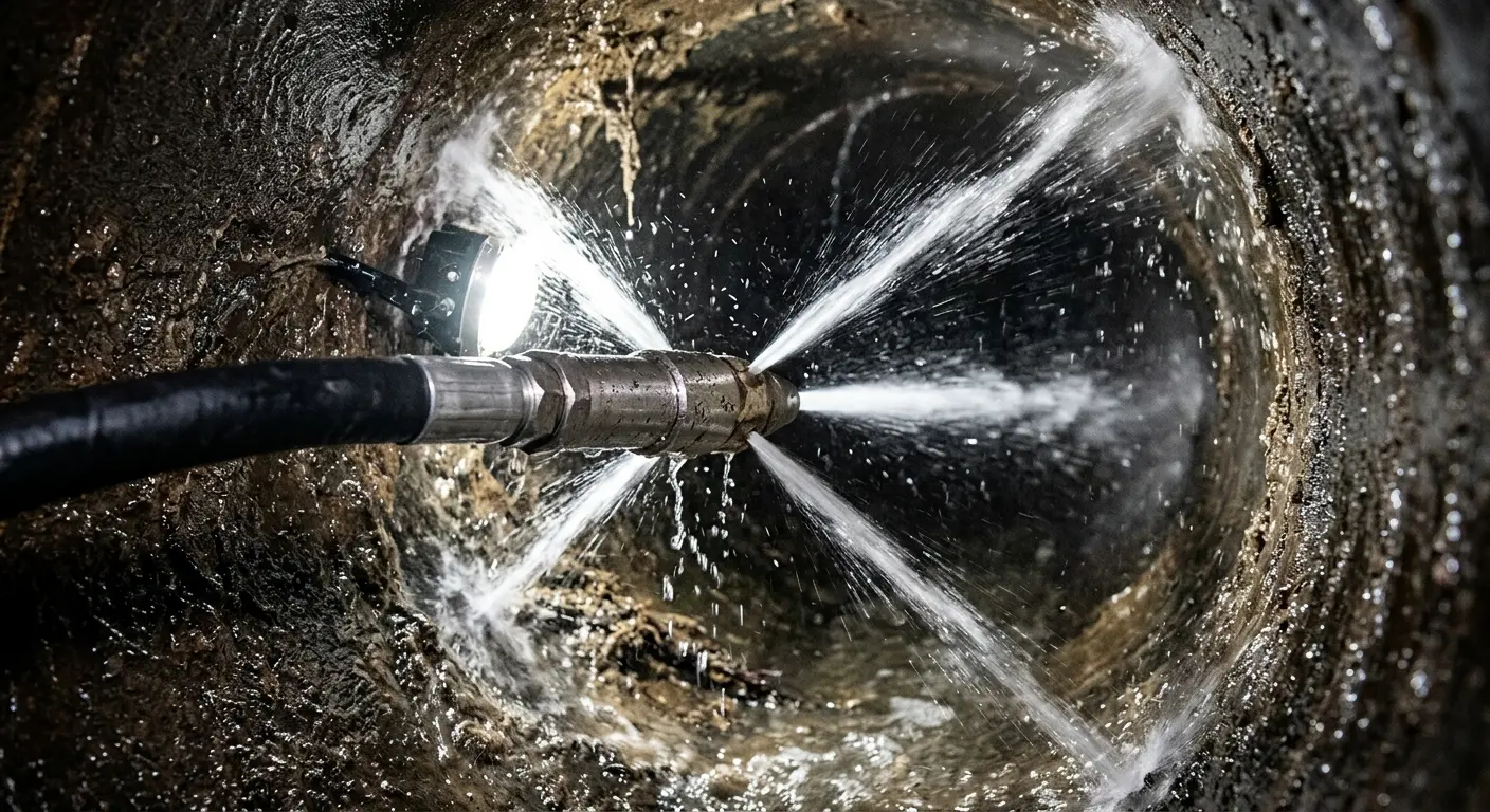 High-pressure hydro jetting nozzle cleaning sewer pipe for Sewer Line Relining in Sayreville